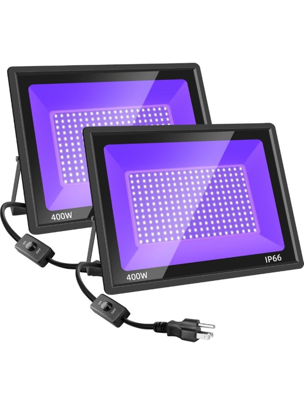 2 Pack 400W Outdoor LED Black Light, IP66 Waterproof UV Flood Lights for Parties
